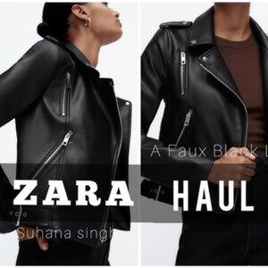 Zara Faux Leather Biker Jacket – S
